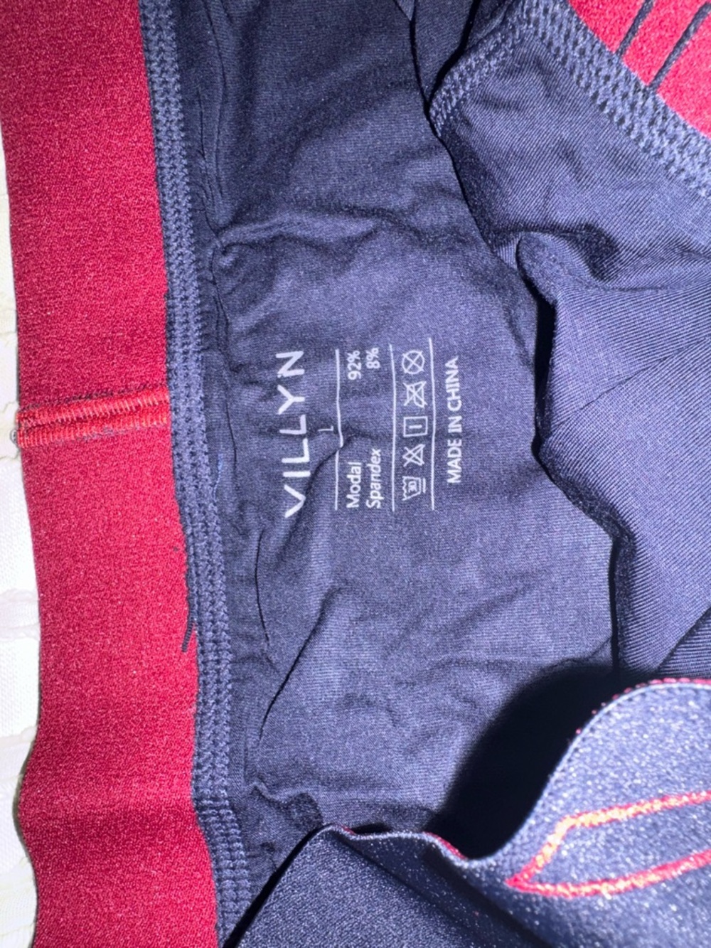 2 pair VILLY Men's Navy Briefs with Burgundy Waistband